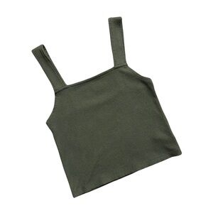 American Eagle Women’s Green Cropped Ribbed Tank Top